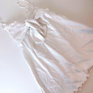 Samantha Chang White Satin Lace Bow Tie Babydoll Lingerie